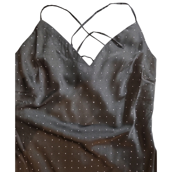 Astr Black Backless Sundress with Spaghetti Strap Rhinestone Cocktail Maxi Dress - Picture 8 of 13